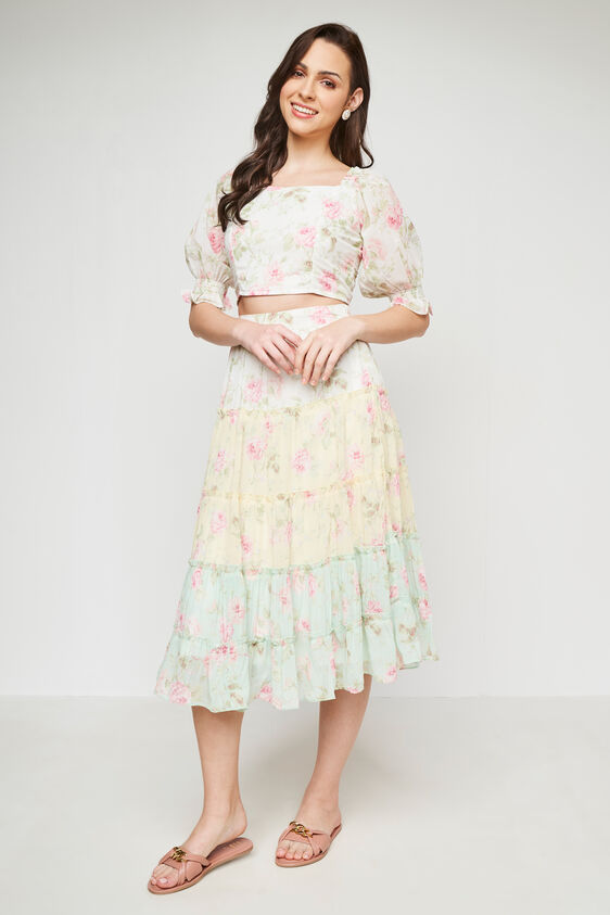 Cream Floral Casual set, Cream, image 2